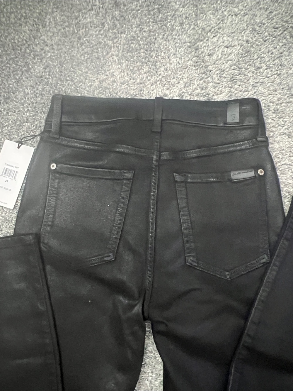 Black Faux Leather High-Waist Jeans - Picture 2 of 4